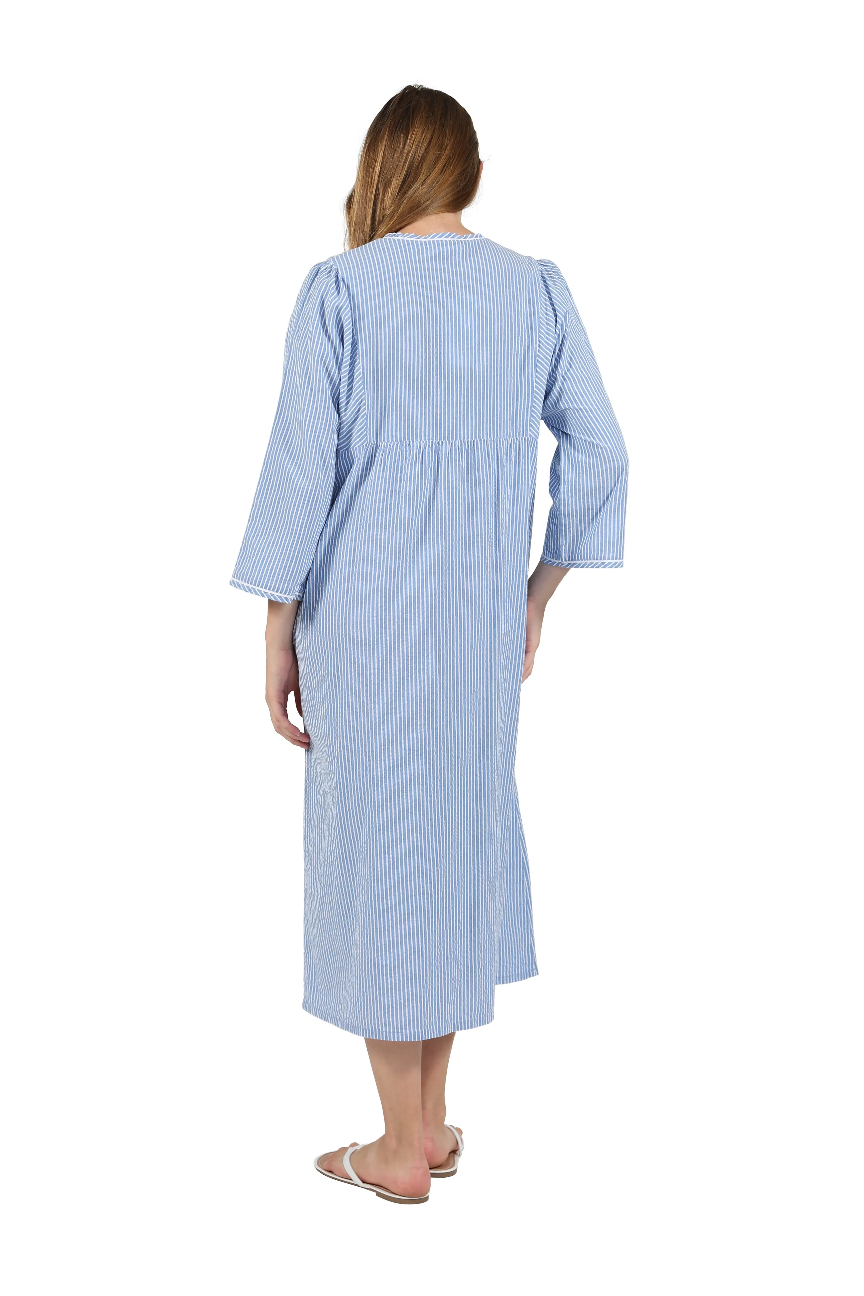 100% Cotton Seersucker Zip Front Robe