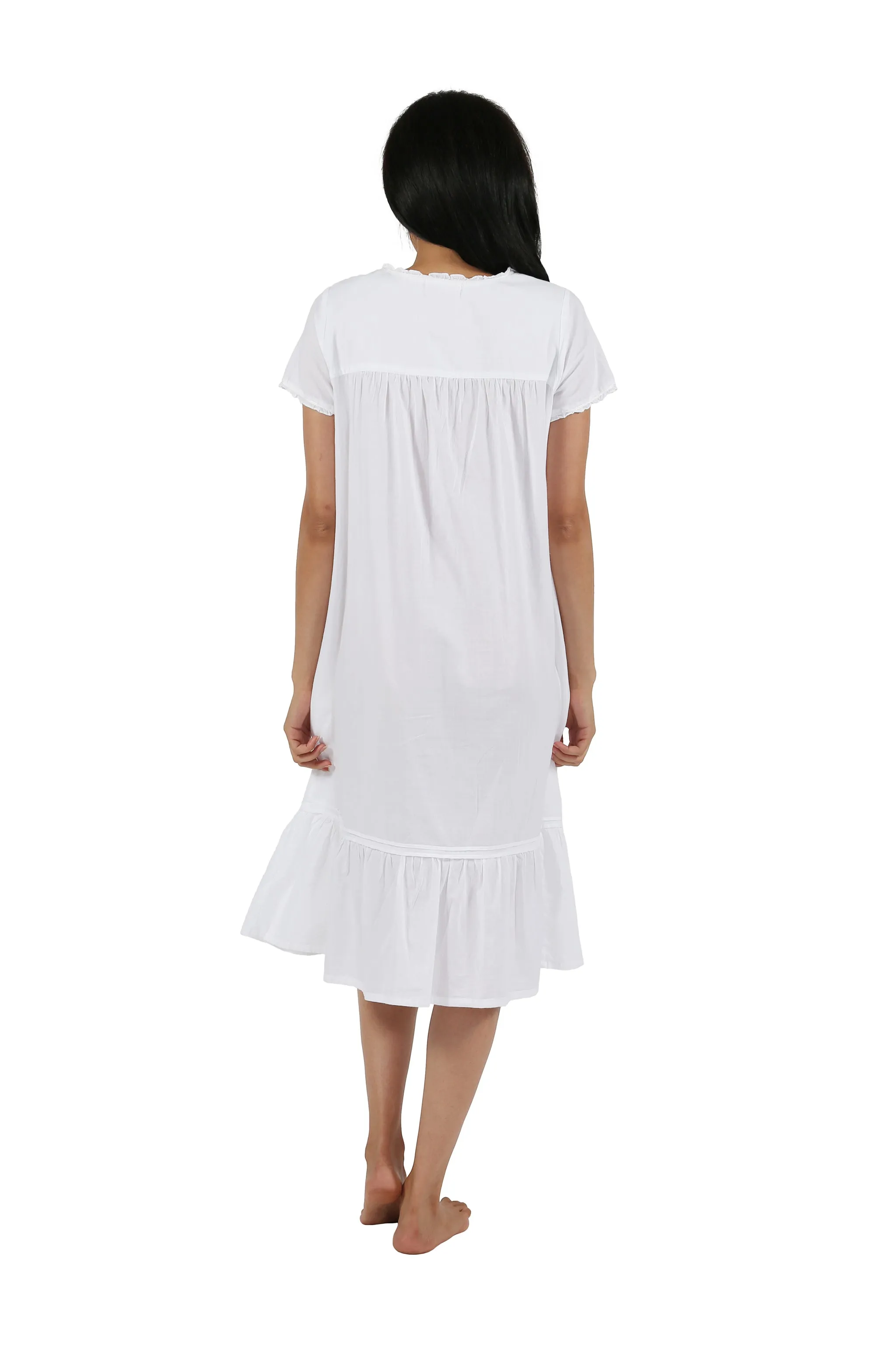 100% Cotton Short Sleeve Embroidered Gown