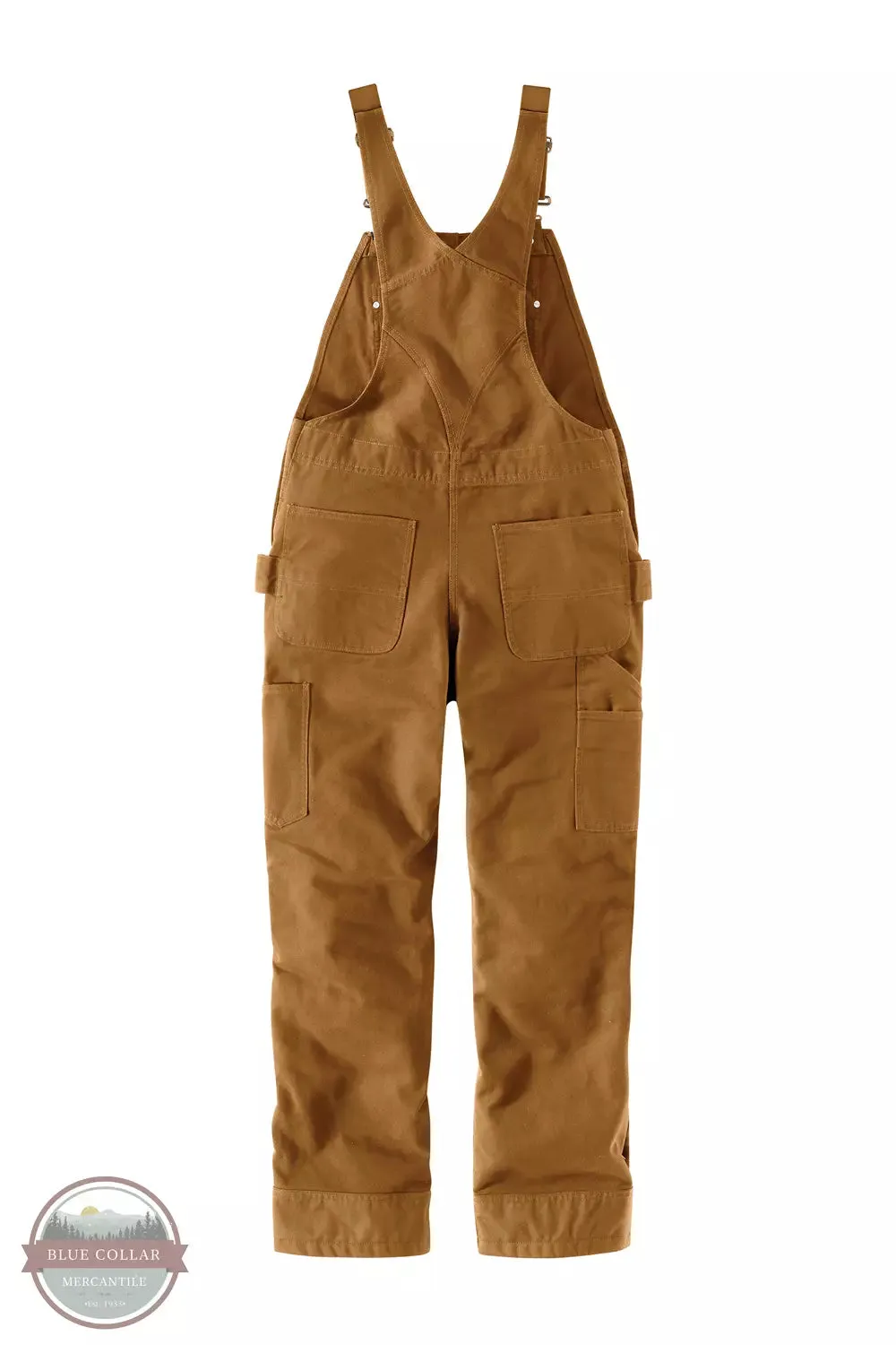 104049-BRN Relaxed Fit Washed Duck Insulated Bib Overalls