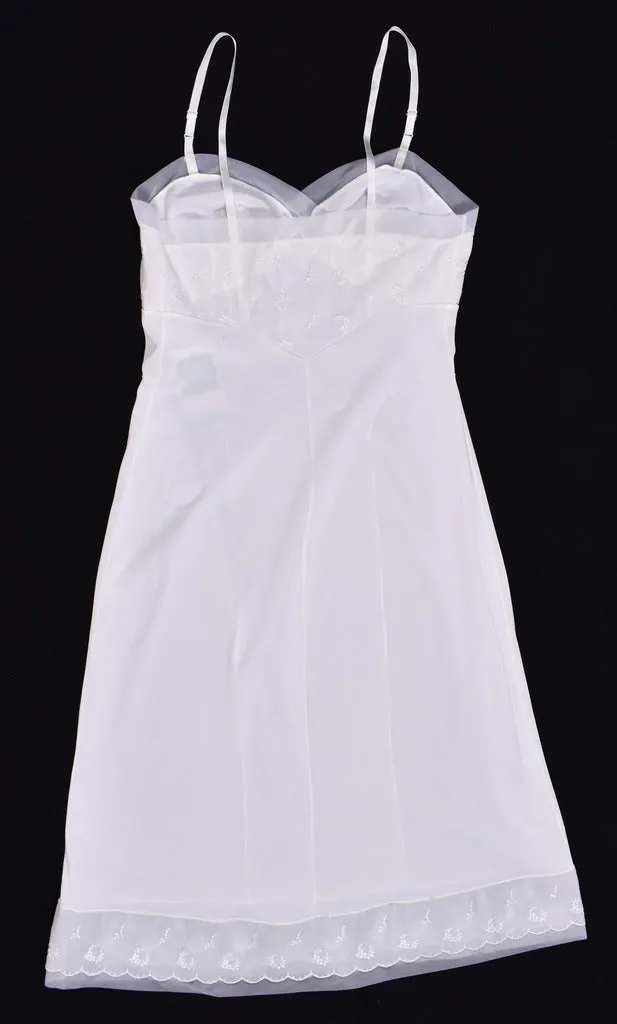 1950s Off White Embroidered Bust & Hem Full Slip