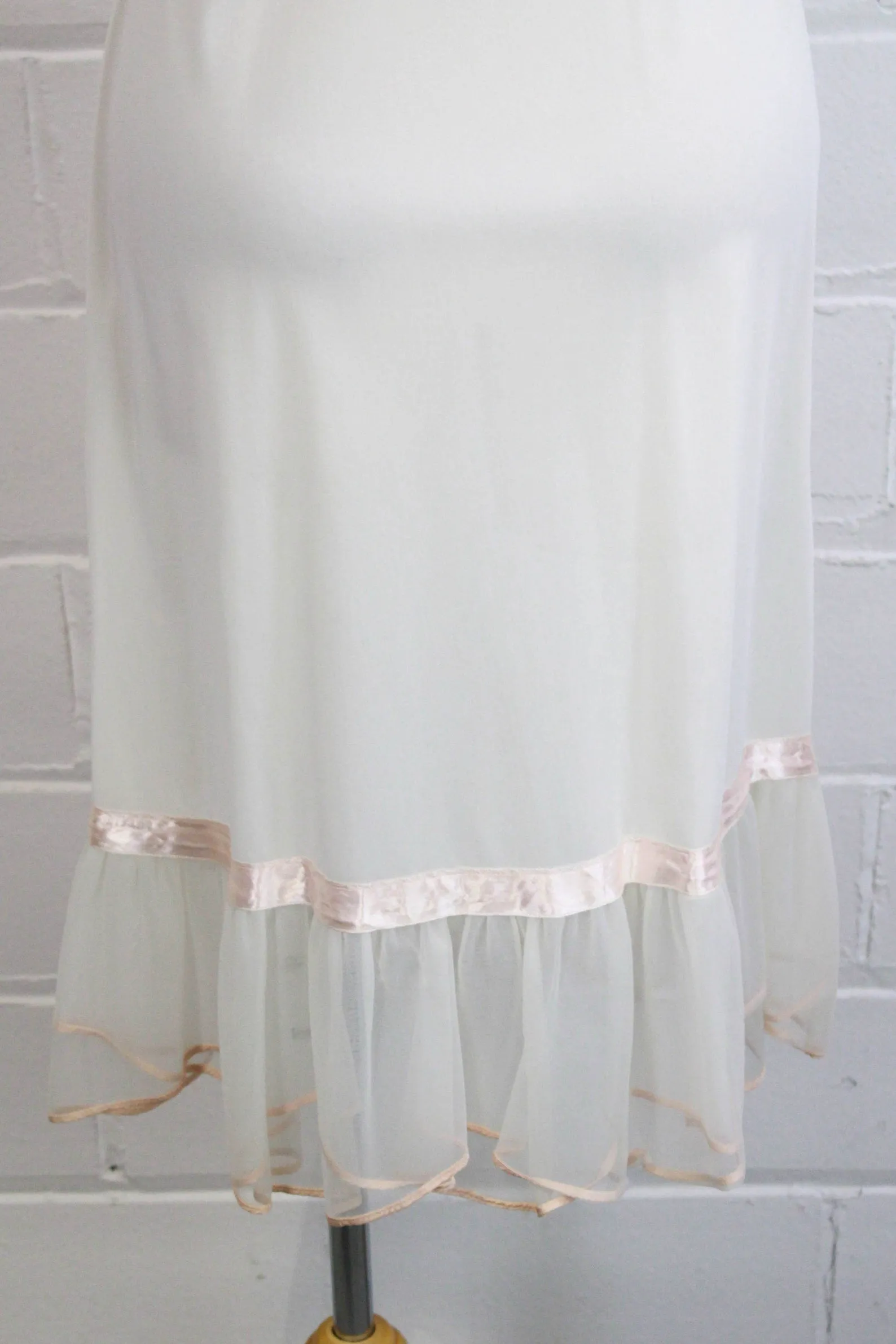 1960s White Slip with Rose Appliques, Small