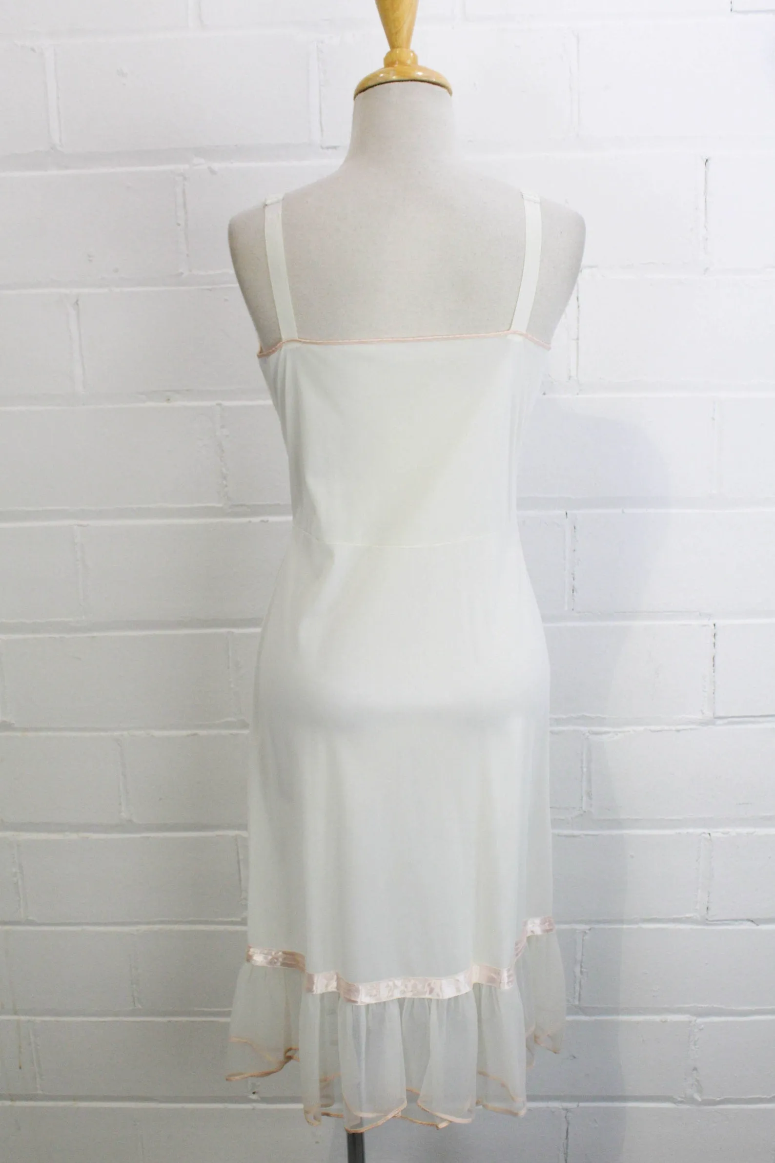 1960s White Slip with Rose Appliques, Small