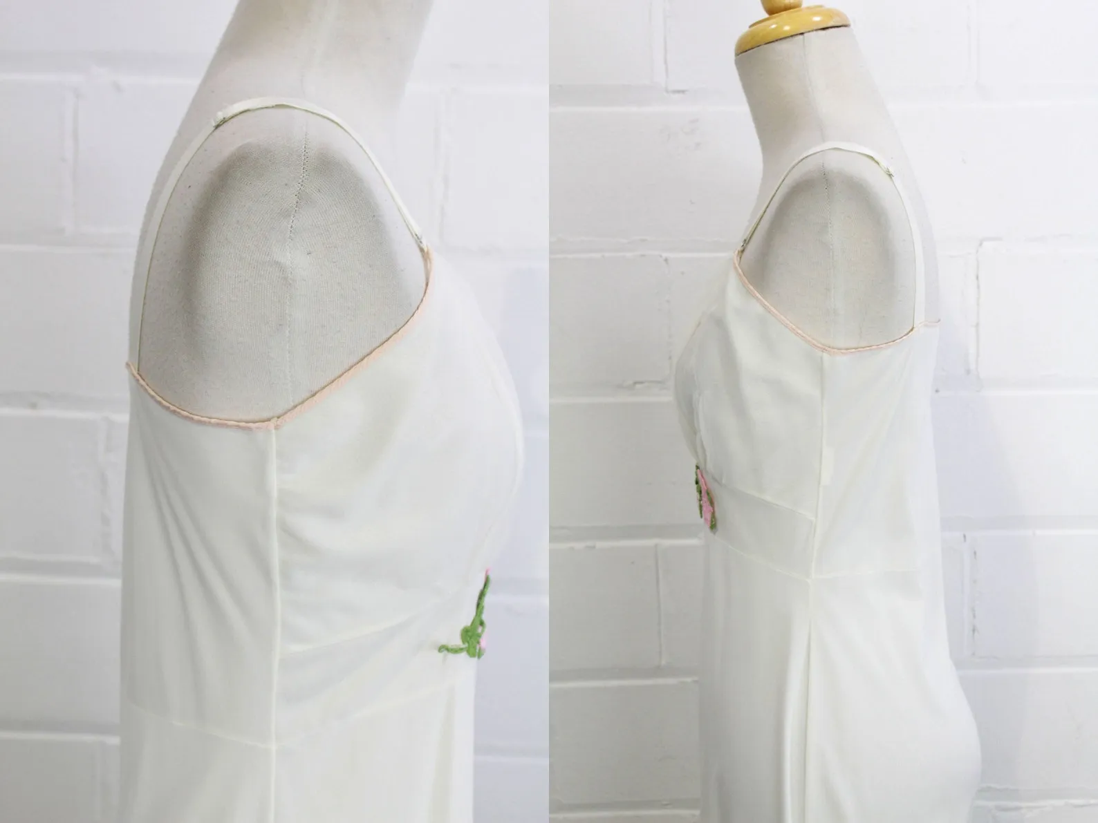 1960s White Slip with Rose Appliques, Small