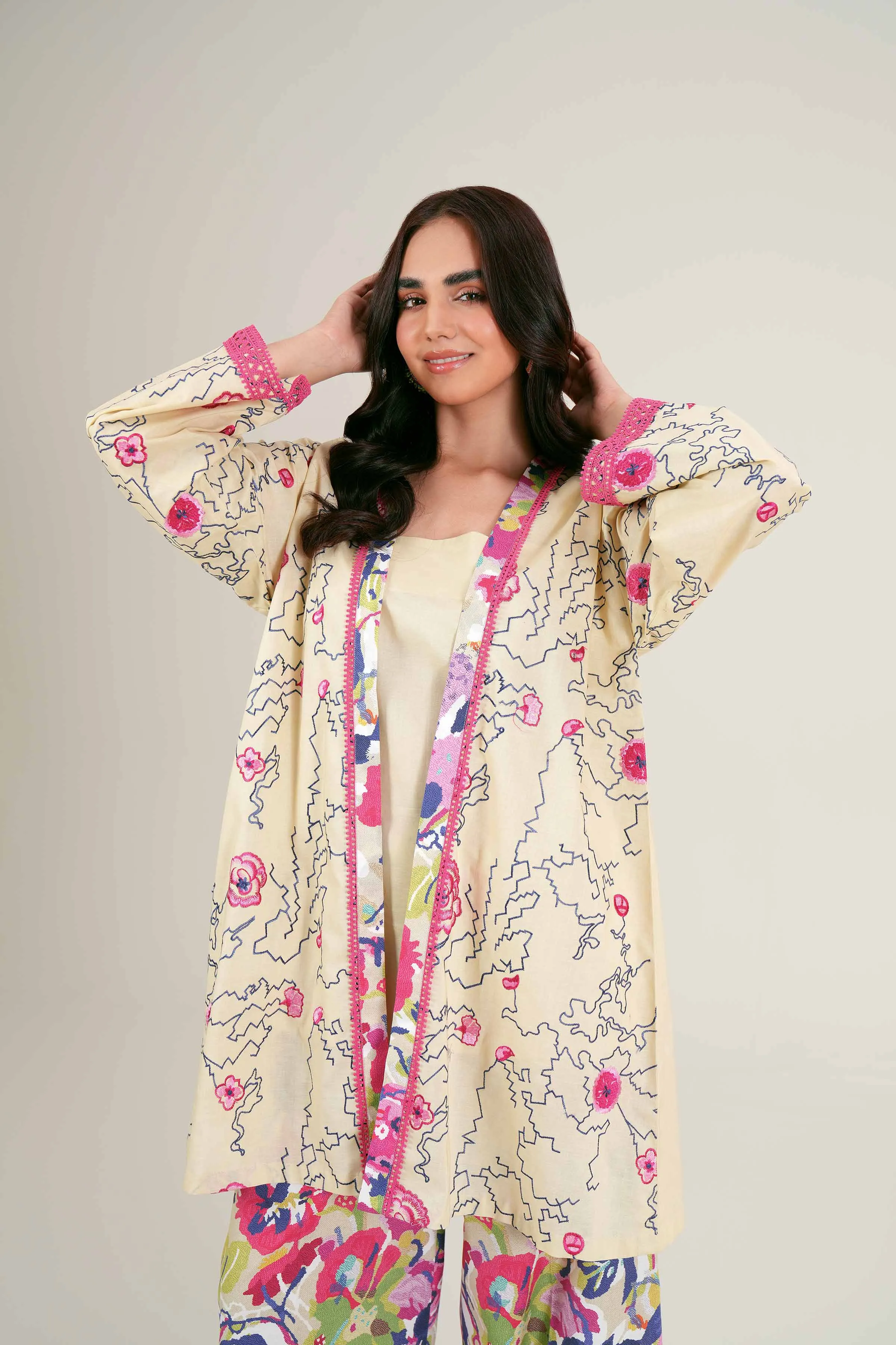 2 Piece - Digital Printed Embroidered Suit - 42402074