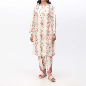 2PC- Printed & Embroidered Cambric Shirt With Trouser PS3331