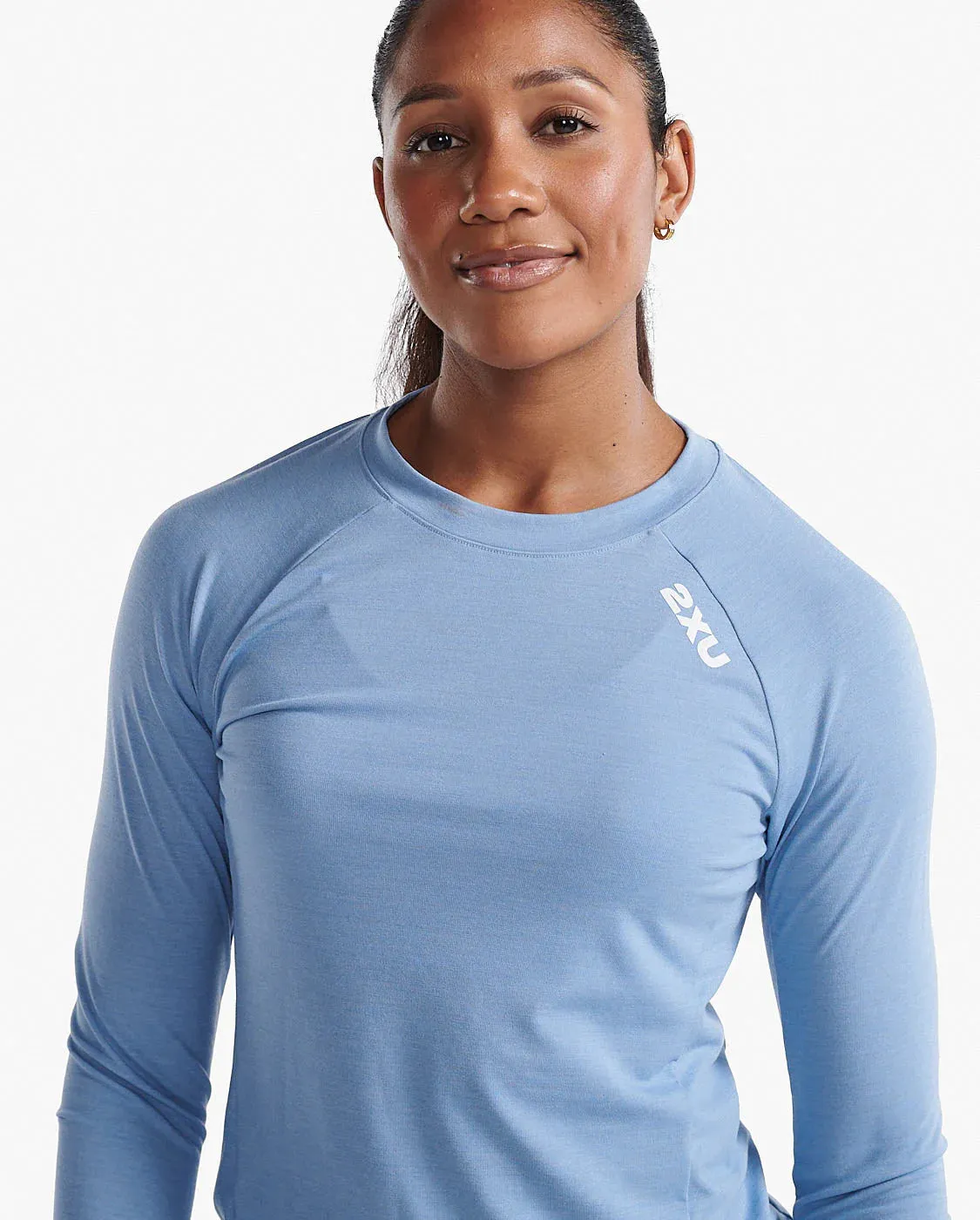 2XU Womens Ignition Base Layer Long Sleeve Tee - Hydrangea/White Reflective