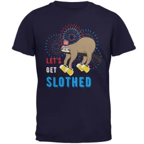 4th of July Beer Drinking Sloth Let's Get Slothed Mens T Shirt