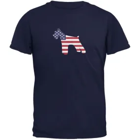 4th of July Patriotic Dog Schnauzer Navy Adult T-Shirt