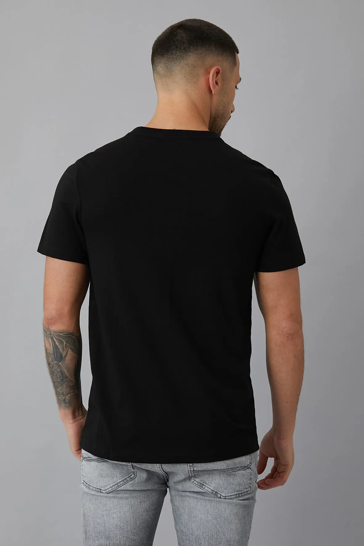 Accent Printed crew neck t-shirt in Black