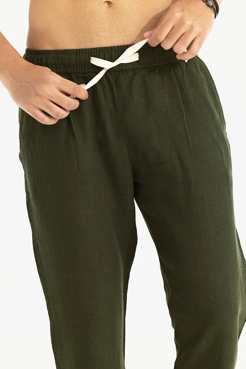 Elegant Ace Olive Linen Pant for Women