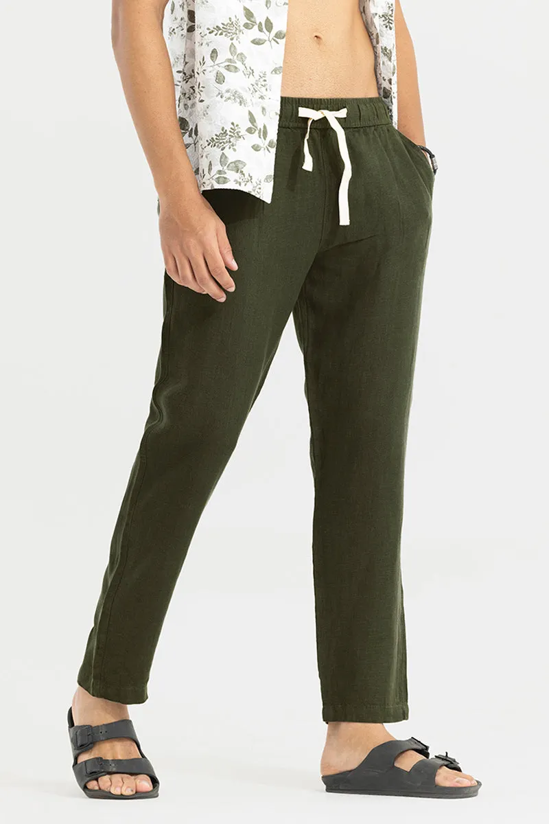 Elegant Ace Olive Linen Pant for Women