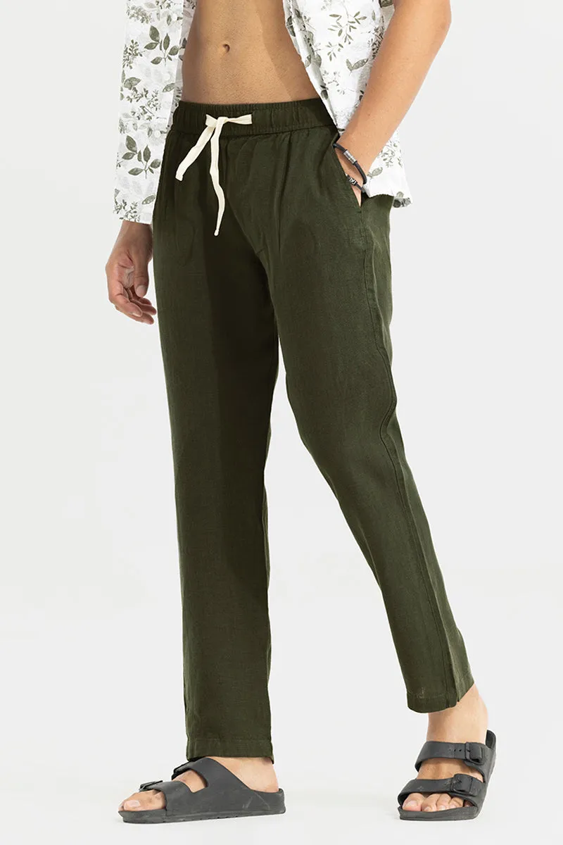 Elegant Ace Olive Linen Pant for Women