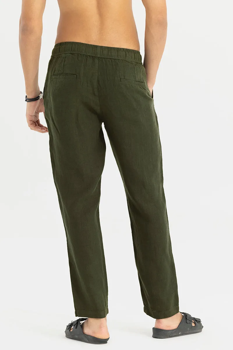 Elegant Ace Olive Linen Pant for Women