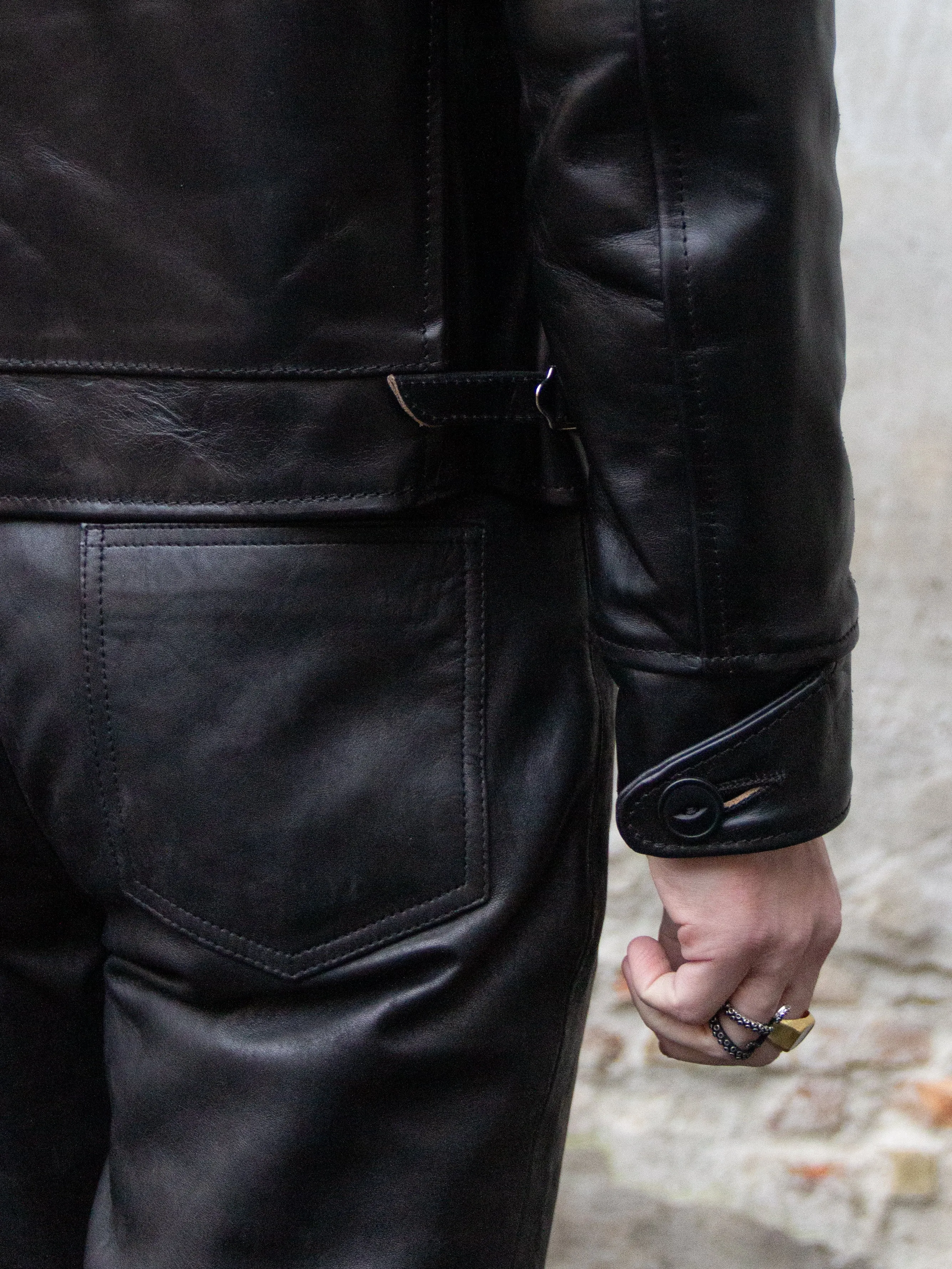 Aero Leather Clothing, 1930's Highwayman, Black Chromexcel Horsehide