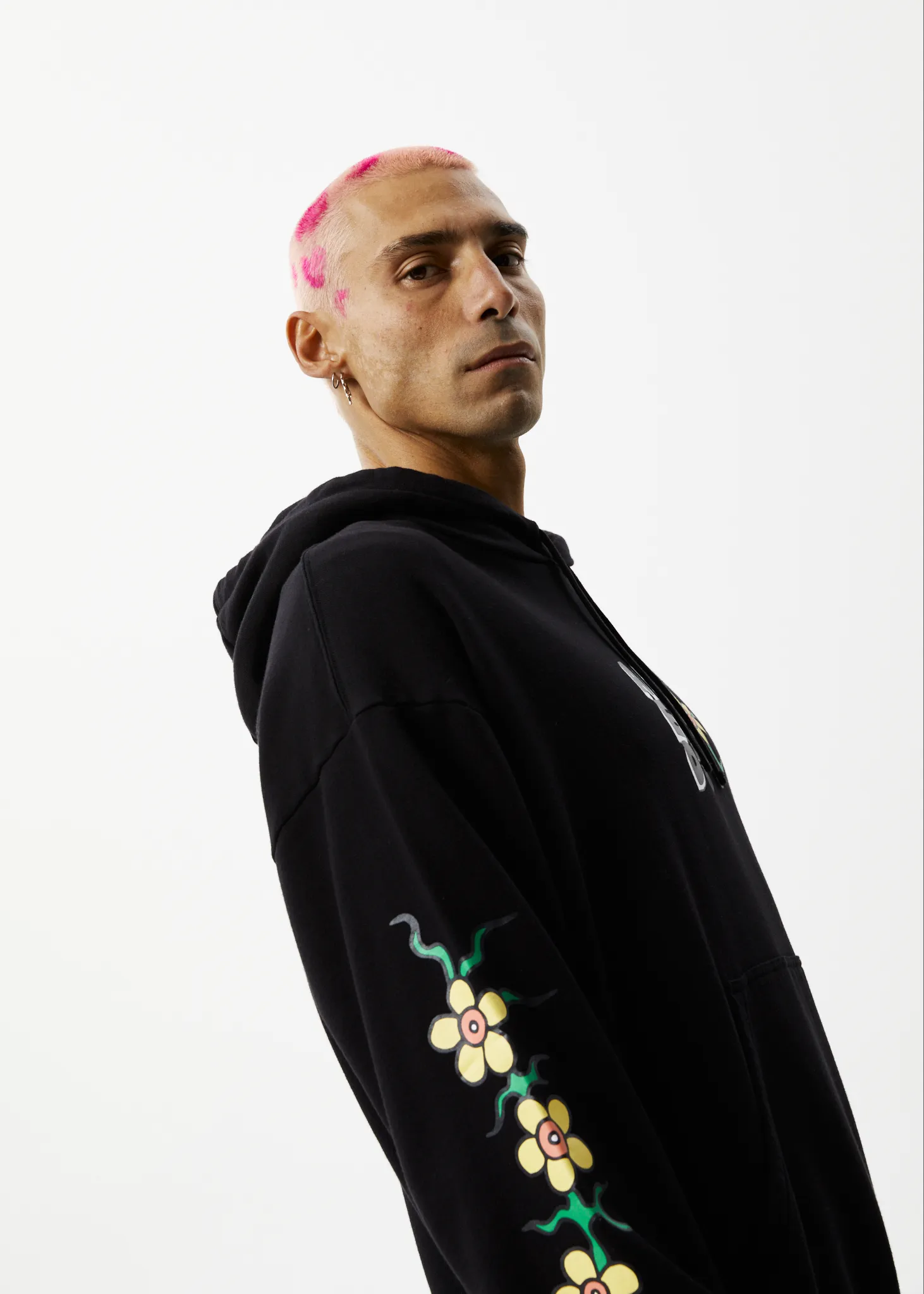 AFENDS Mens Flowerbed - Graphic Hoodie - Black