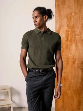 Antony Knit Polo Tee - Olive Green