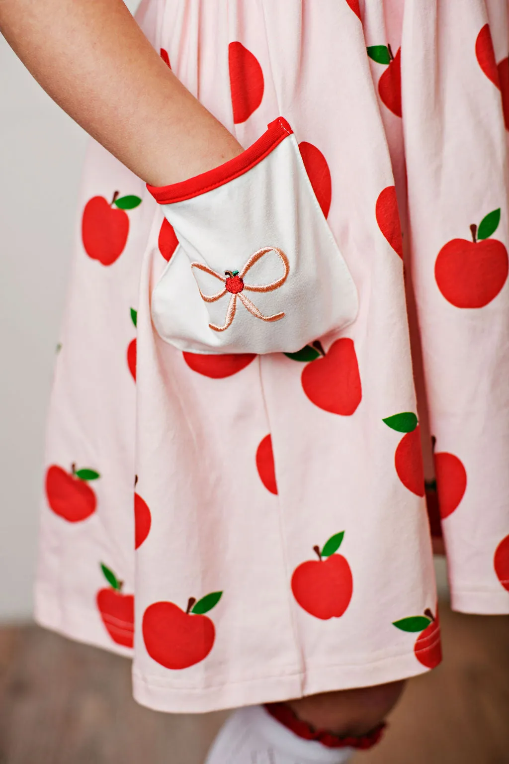 Apple Pocket Embroidery Dress