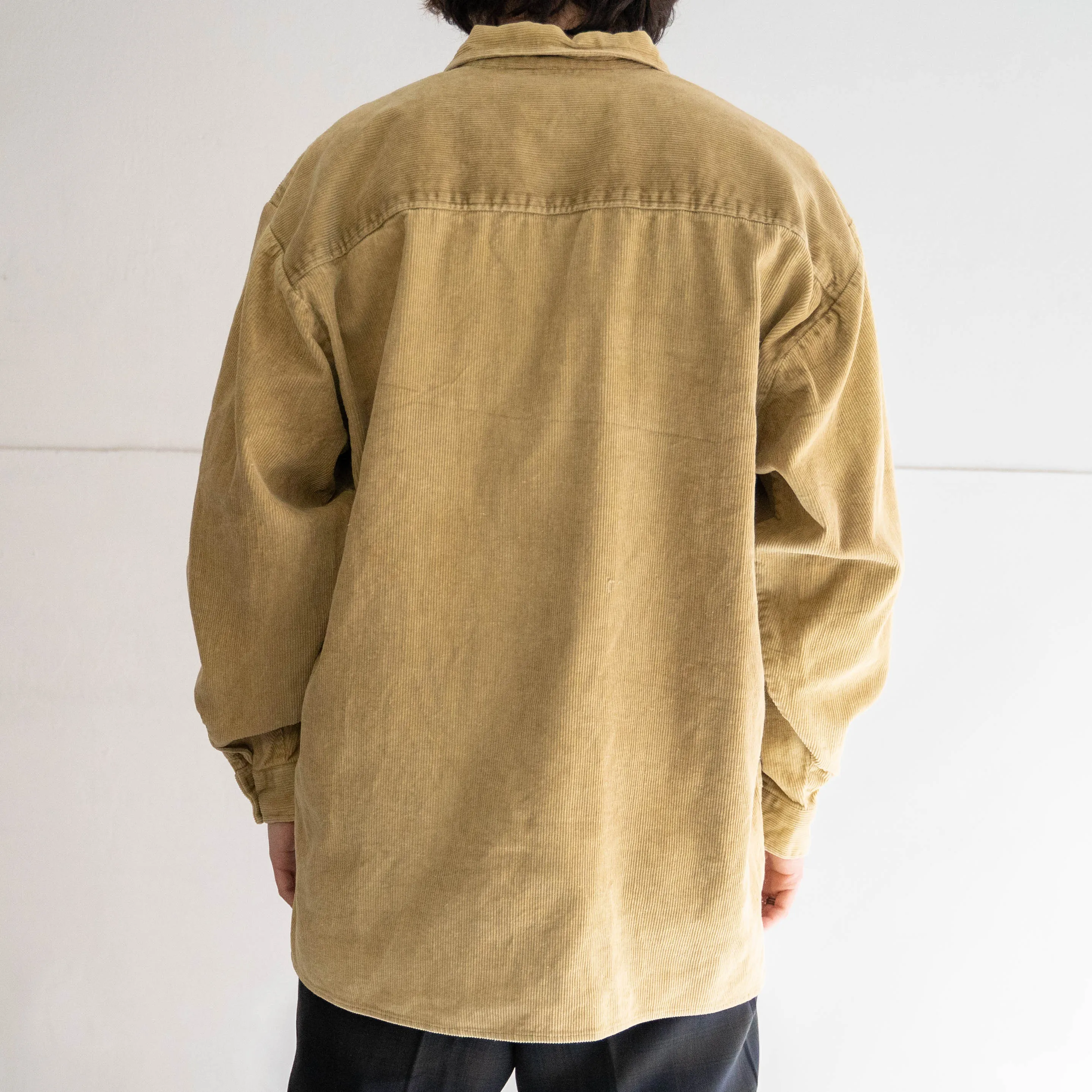 around 1980s HANG TEN golden yellow color  half zip corduroy shirt