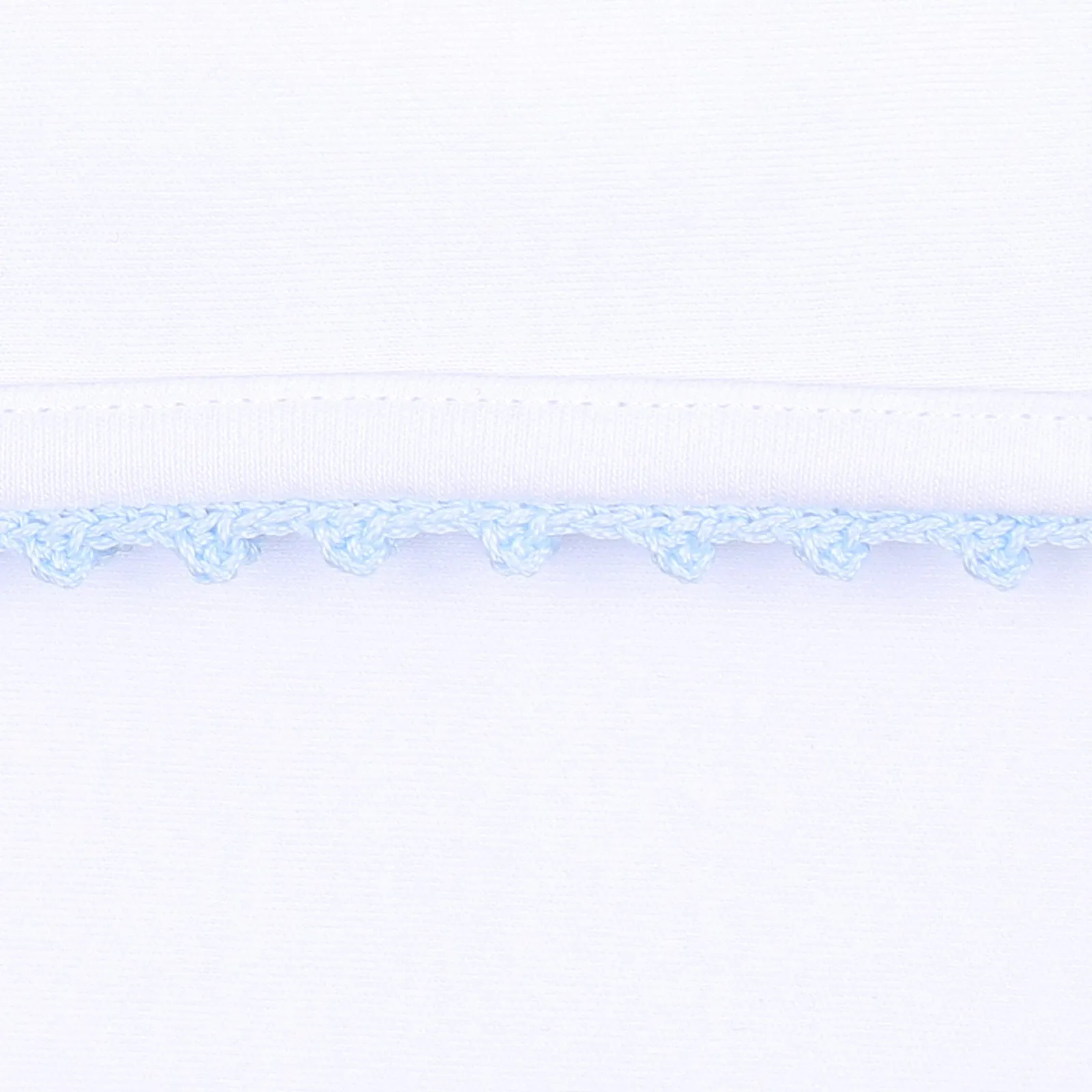 Baby Joy Hat with Light Blue Crochet Trim