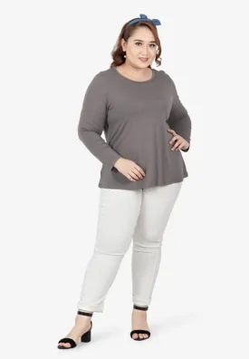 Bambi Plus Size Long Sleeve Bra Top - Moss Grey