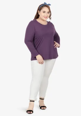 Bambi Plus Size Long Sleeve Bra Top - Purple