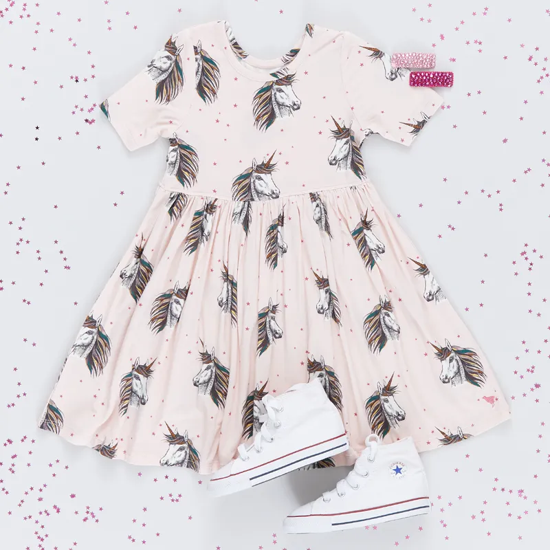 Bamboo Steph Dress | Pink Unicorns