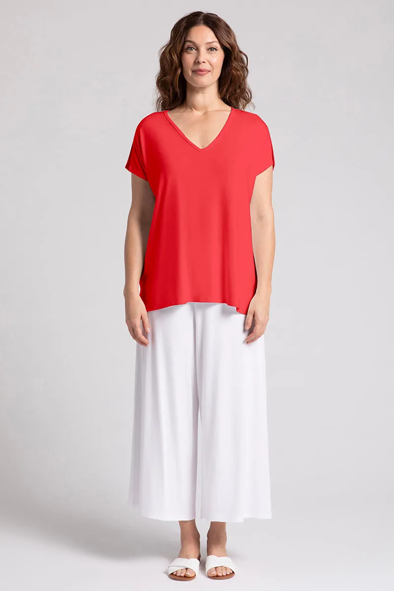 Bamboo V-Neck Slit Sleeve Top | Lipstick