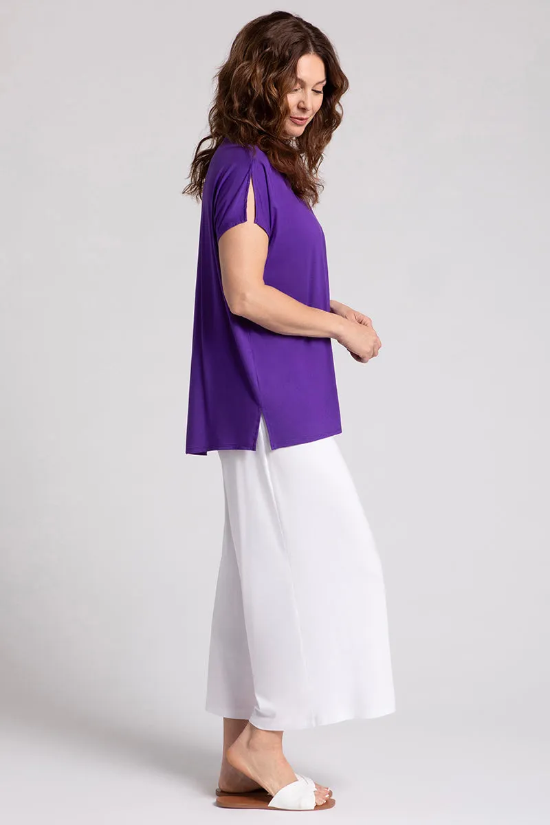 Bamboo V-Neck Slit Sleeve Top | Violet