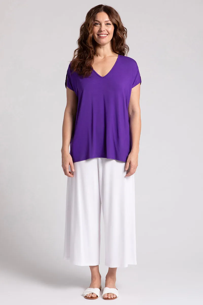 Bamboo V-Neck Slit Sleeve Top | Violet