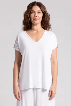 Bamboo V-Neck Slit Sleeve Top | White