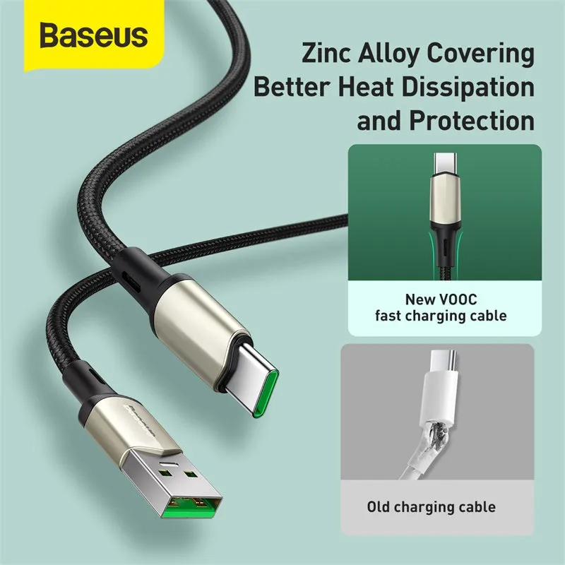 Baseus Cafule Vooc Certified USB Type C 5A Quick Charging Cable 5A 1M Black(CATKLF-VA01)