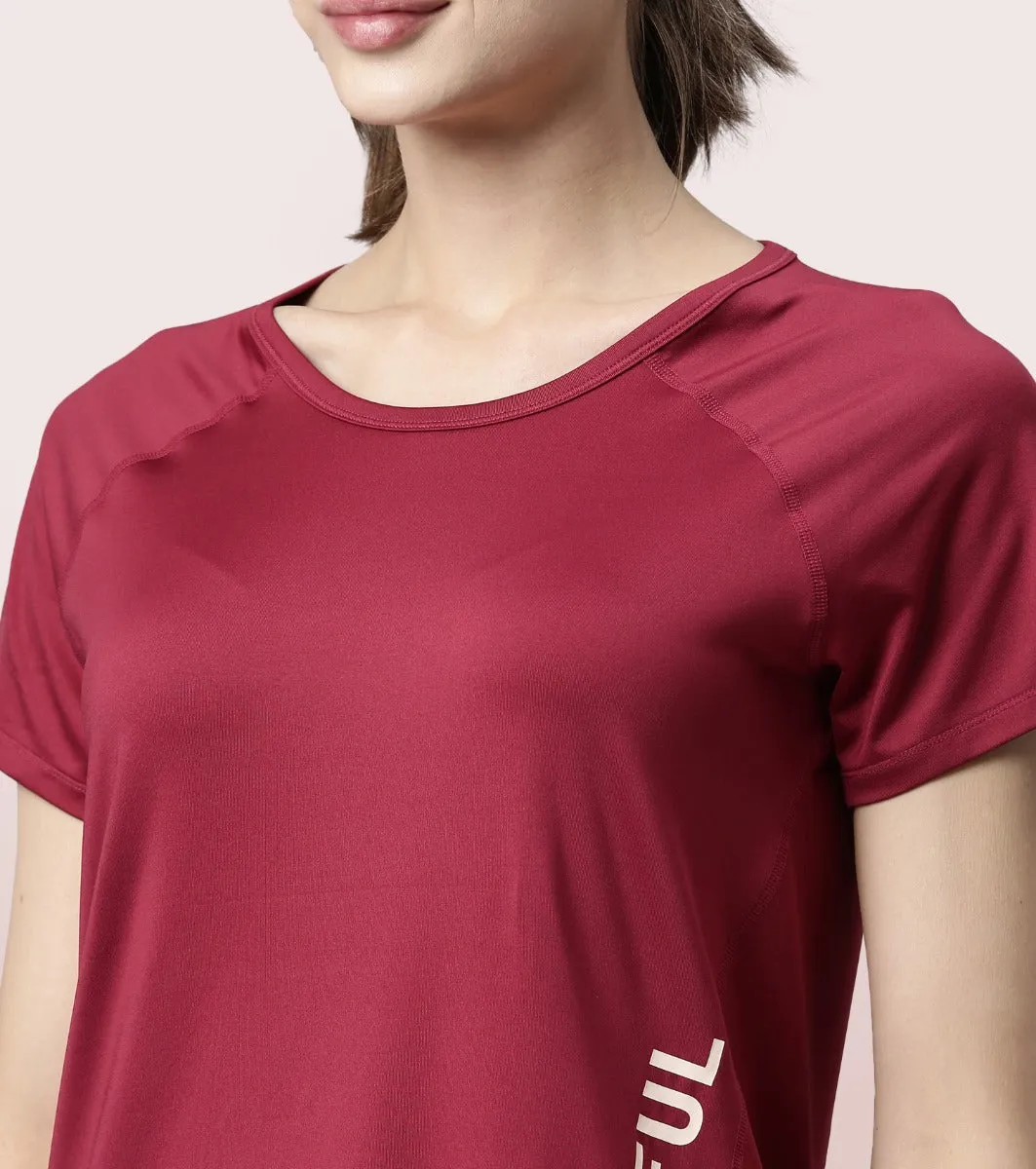 Basic Active Tee | Raglan Sleeve Scoop Neck Dry Fit Graphic Tee