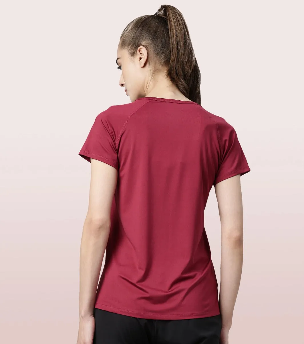 Basic Active Tee | Raglan Sleeve Scoop Neck Dry Fit Graphic Tee