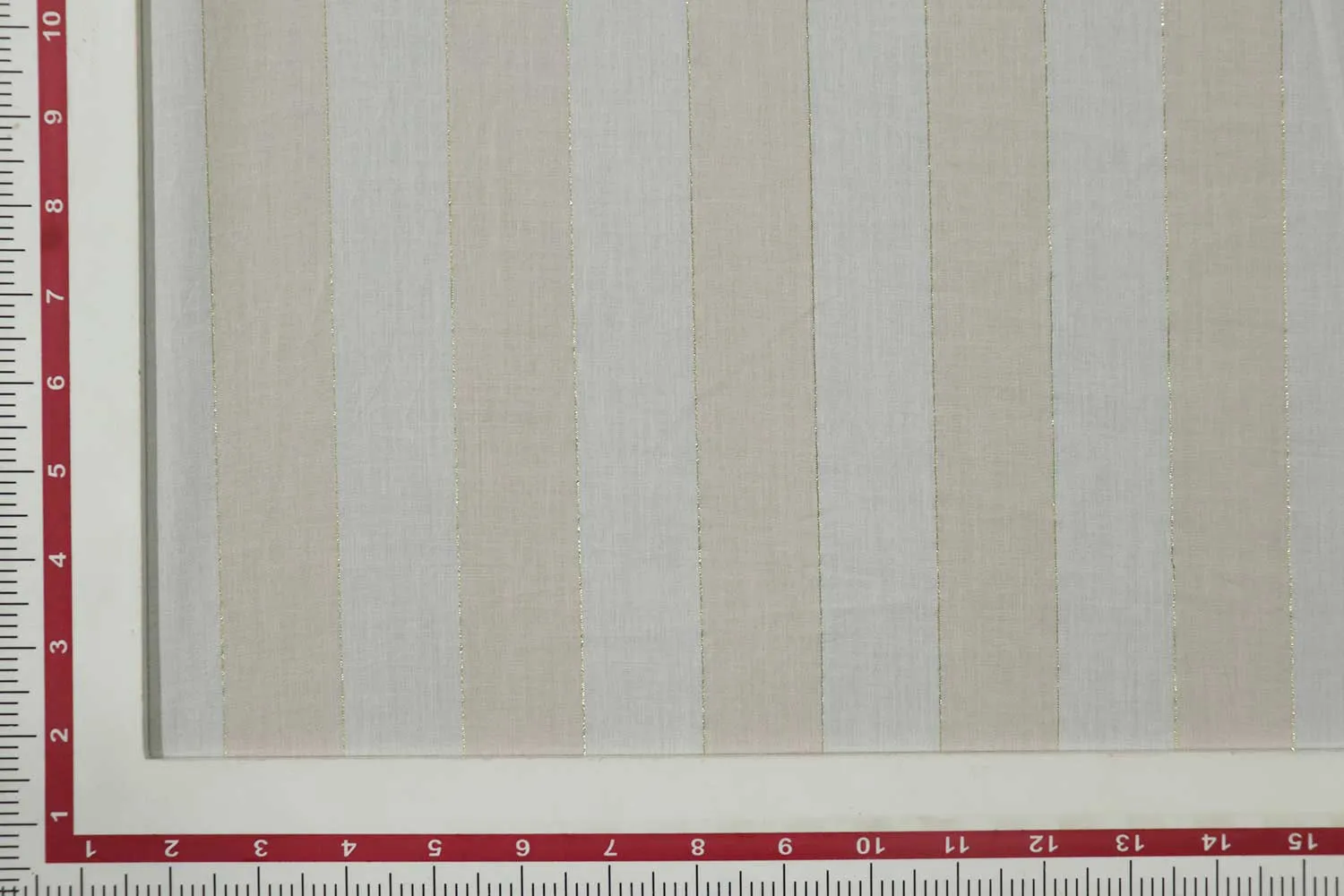 Beige & White Stripes Yarn Dyed Cotton Viscose Blend Fabric