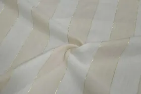 Beige & White Stripes Yarn Dyed Cotton Viscose Blend Fabric