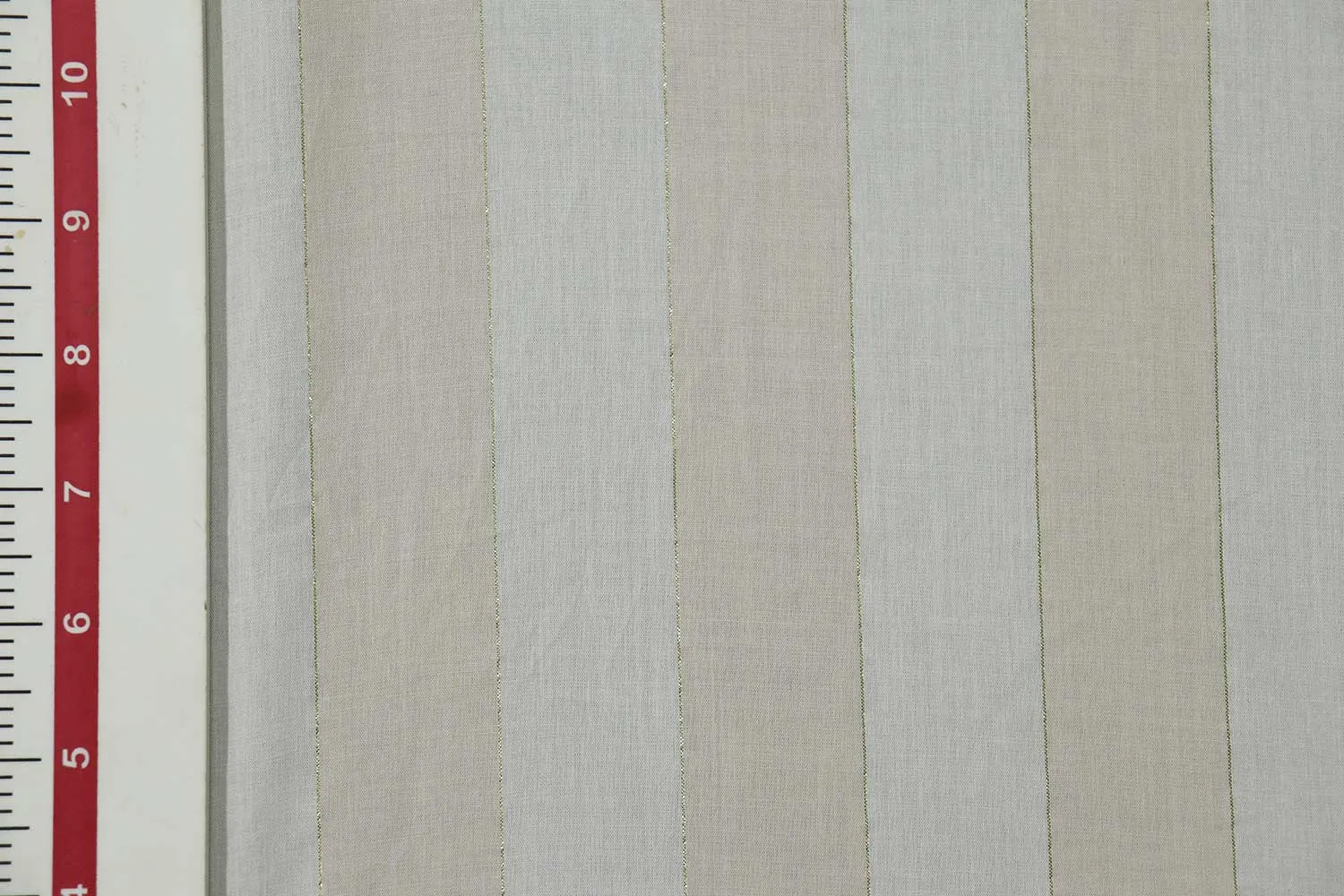 Beige & White Stripes Yarn Dyed Cotton Viscose Blend Fabric