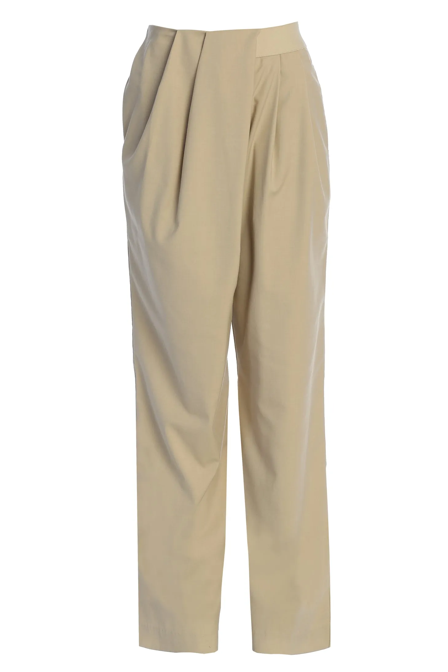 Beige Asymmetrical Draped Trousers