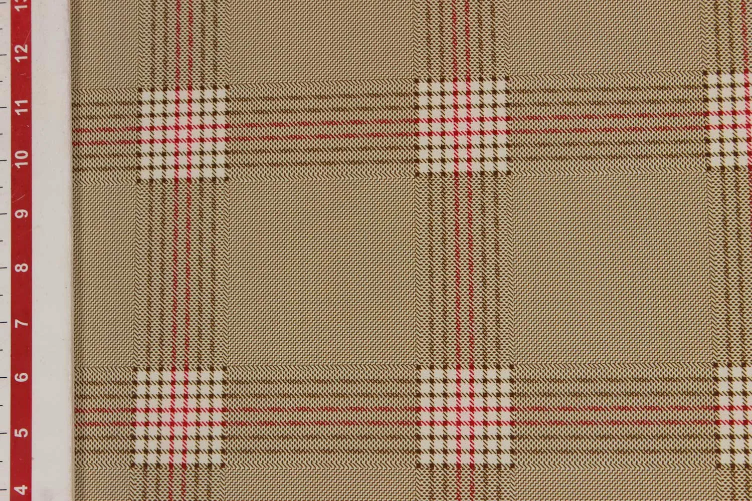 Beige Checks Micro Crepe Fabric