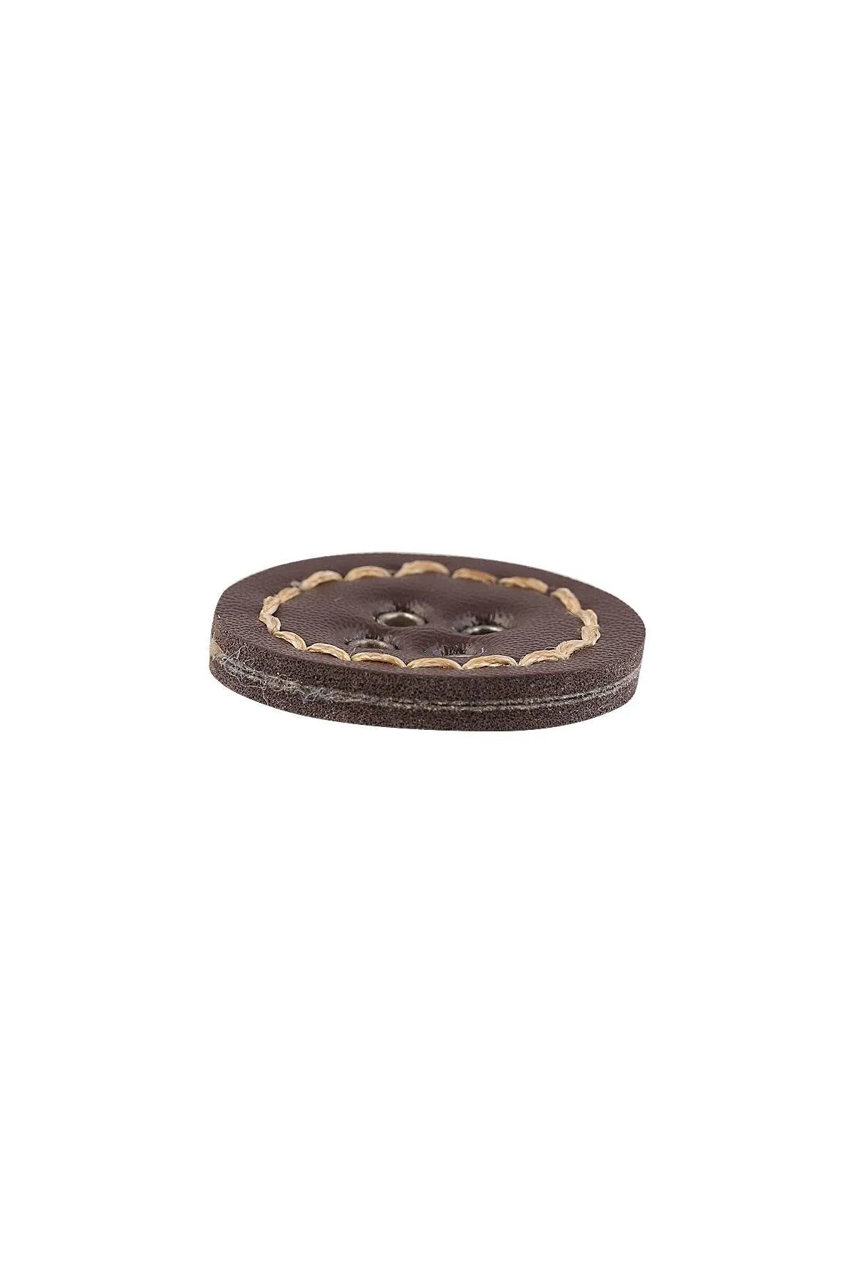 Black & Brown 4 Eyelet Hole Stitched Leather Button