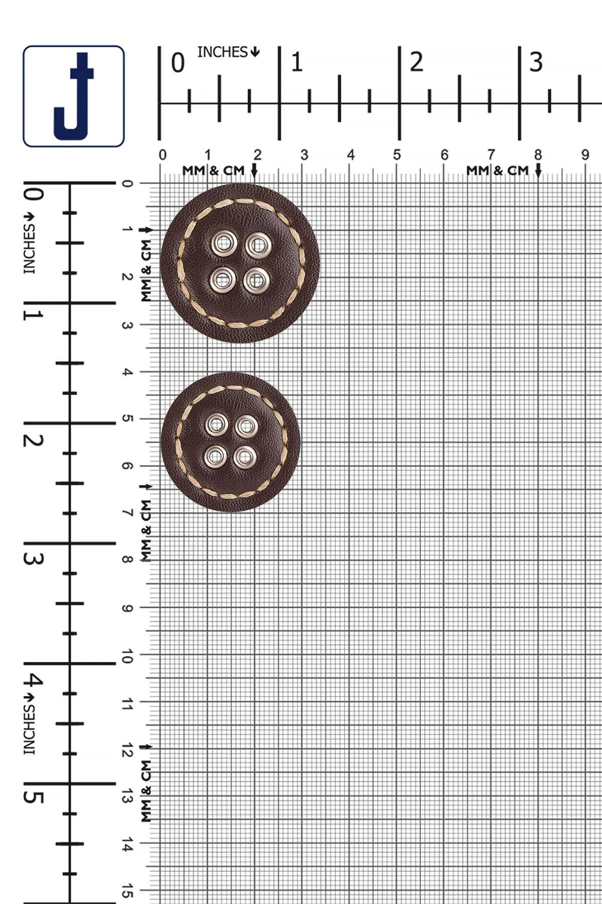 Black & Brown 4 Eyelet Hole Stitched Leather Button