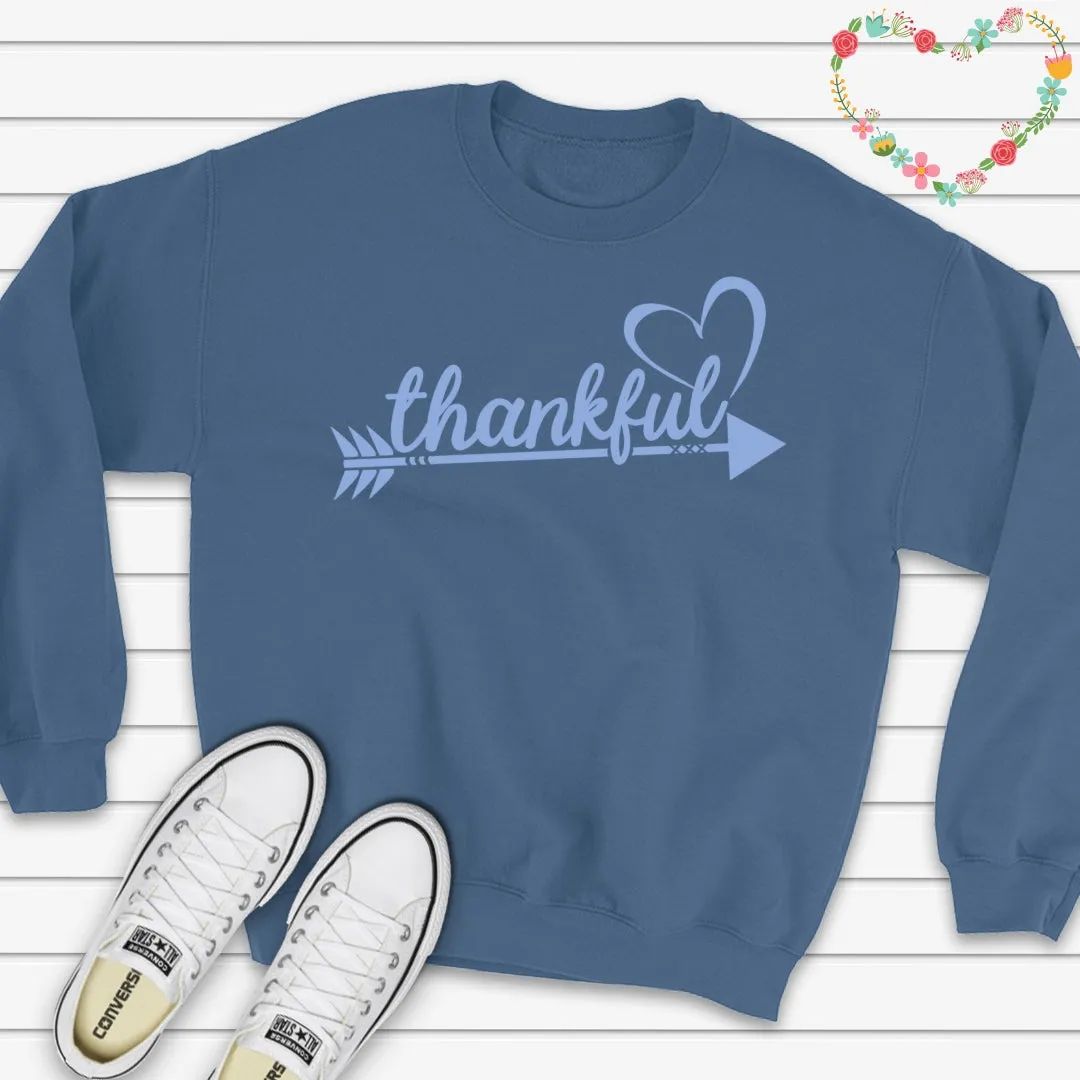 Blue Thankful Heart Arrow Sweatshirt