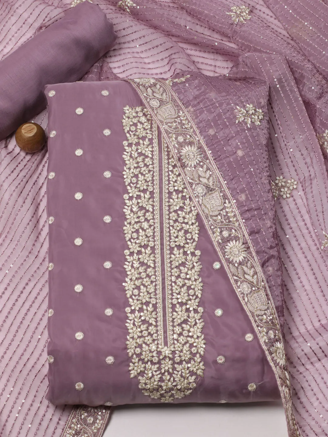 Booti Embroidered Organza Unstitched Suit Piece With Dupatta