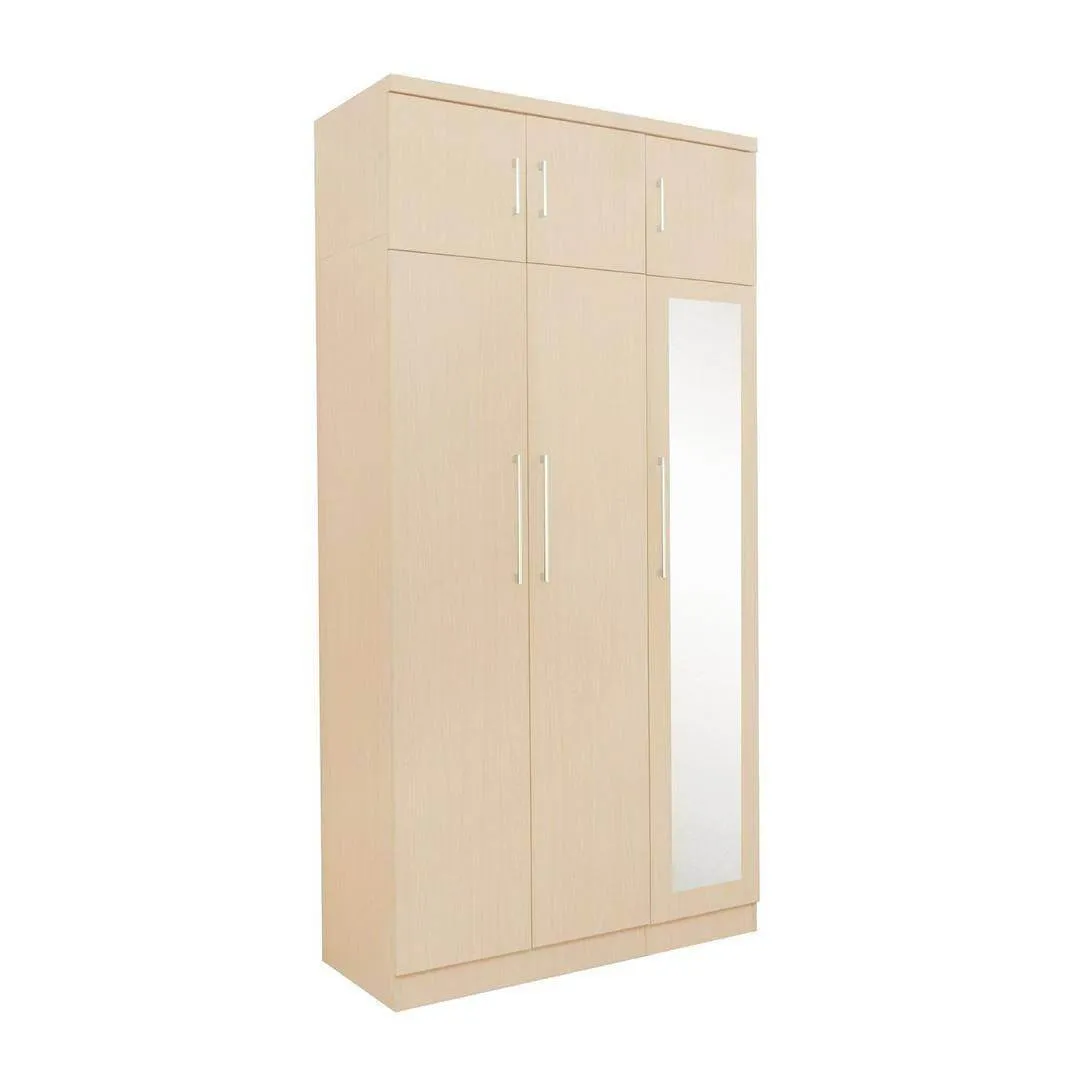 Borese Mirror 3 Open Door Wardrobe with Top