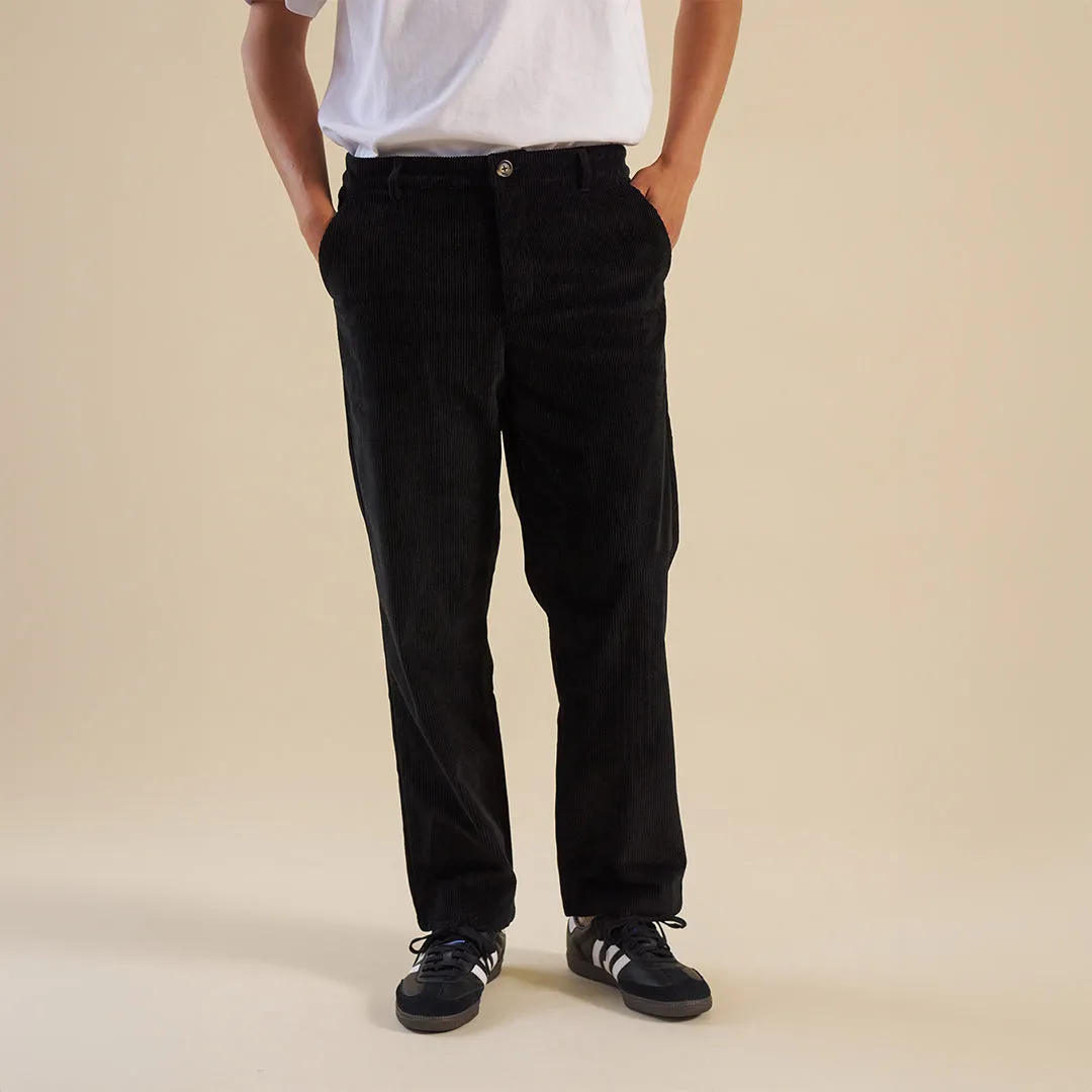 bound 'Midnight Black' Cord Trousers