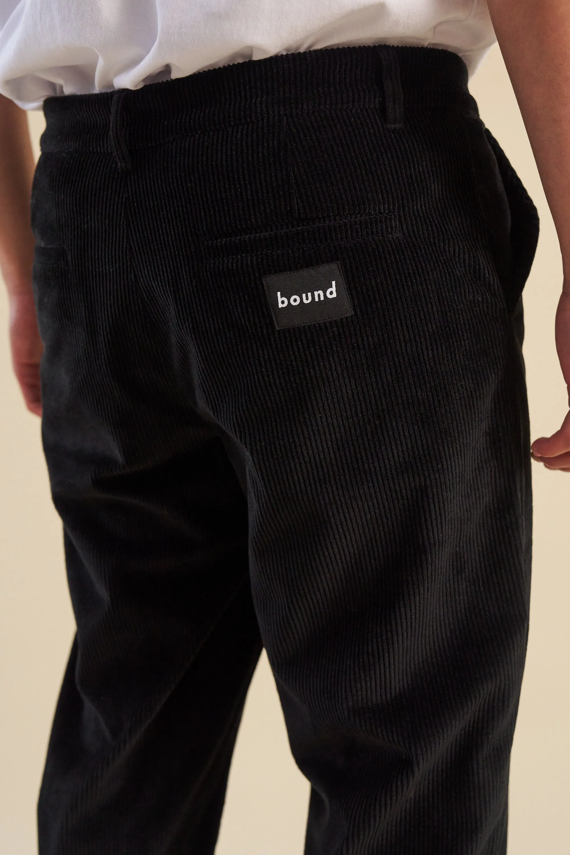 bound 'Midnight Black' Cord Trousers