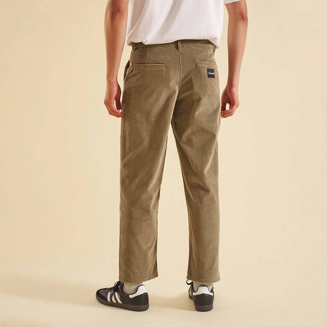 bound 'Mushroom' Corduroy Trousers