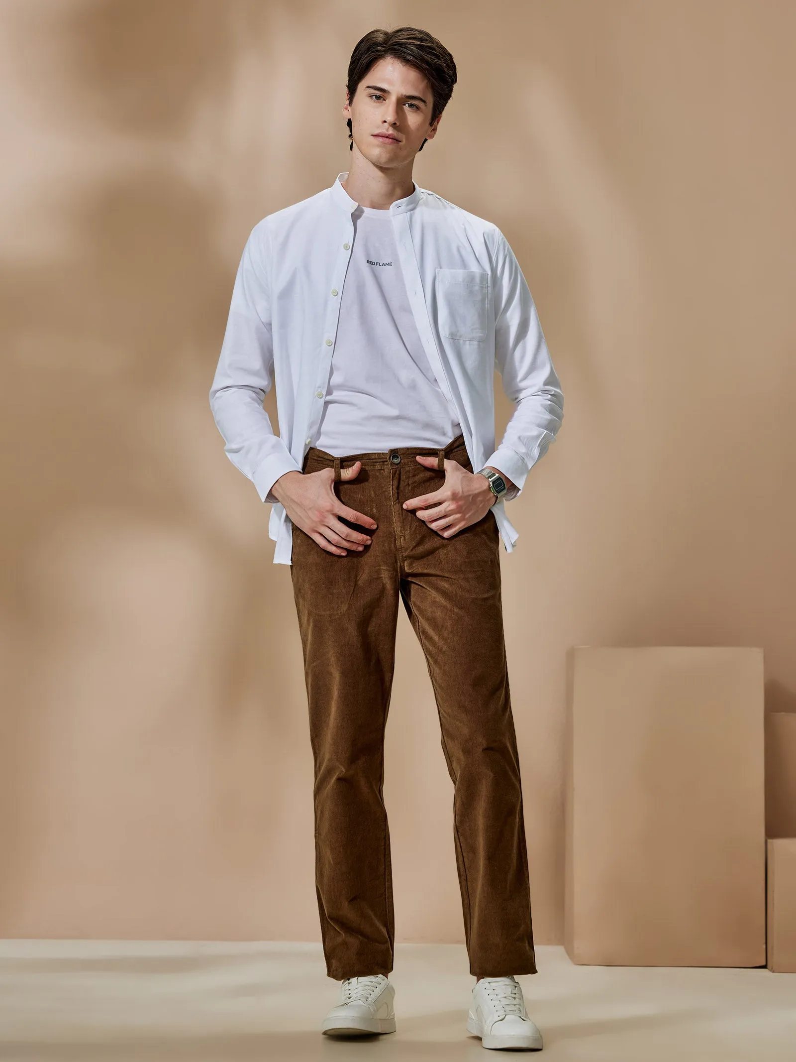 Brown Corduroy Stretch Relax Fit Trouser