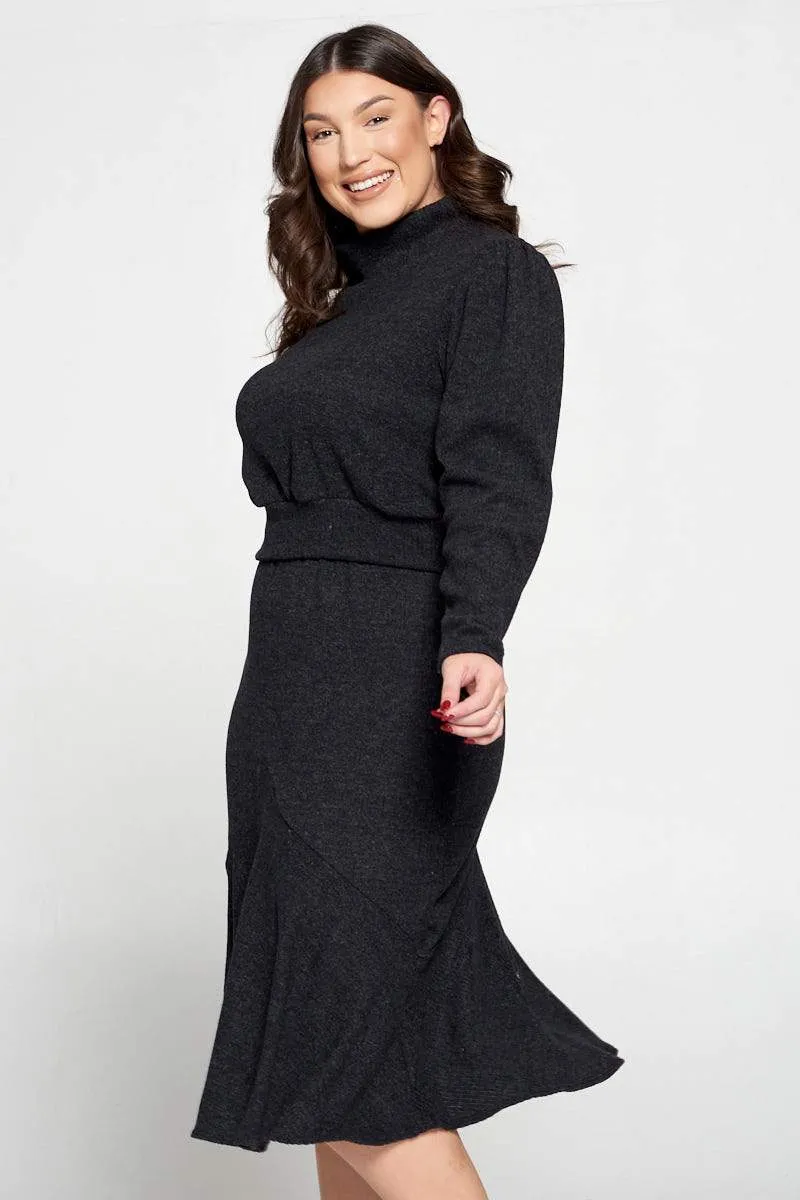 Brushed Hacci Sweater Top and Midi Skirt