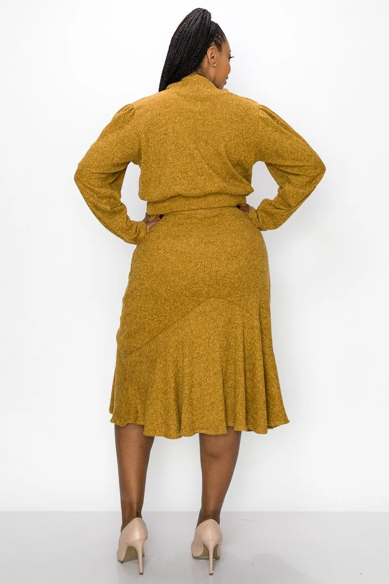 Brushed Hacci Sweater Top and Midi Skirt