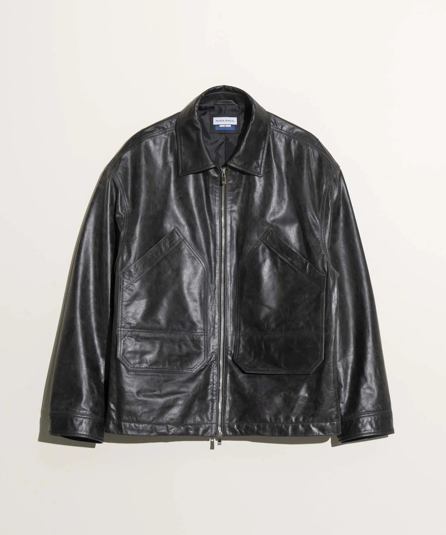 Buffalo Crack Leather Prime-Over Single Rider Collared Jacket